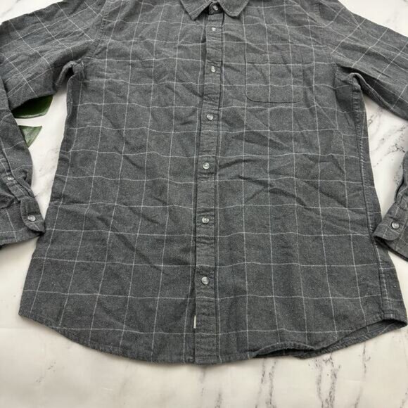 Marine Layer Mens Flannel Shirt Size L Larger Gray Plaid Long Sleeve Button Up - Picture 5 of 12